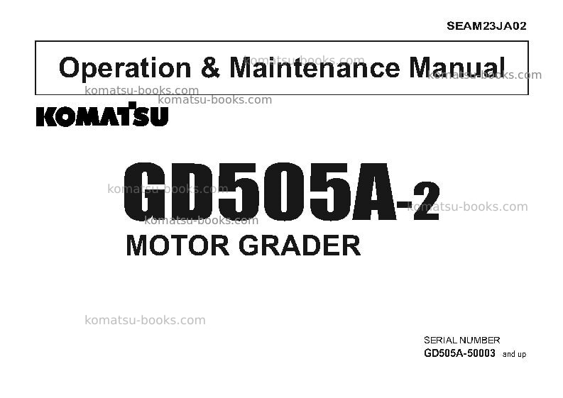 Komatsu gd505a-2jpn Operation manual cover