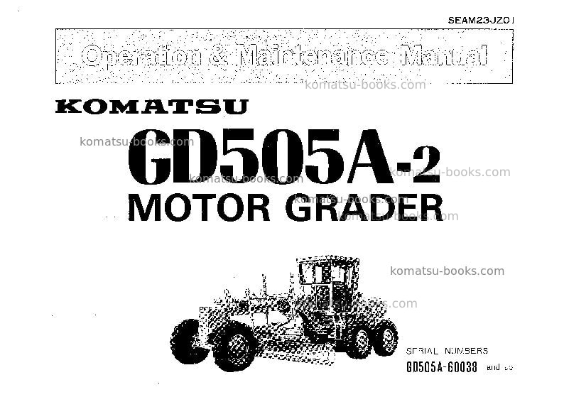 Komatsu gd505a-2jpn Operation manual cover Komatsu gd505a-2jpn Operation manual cover