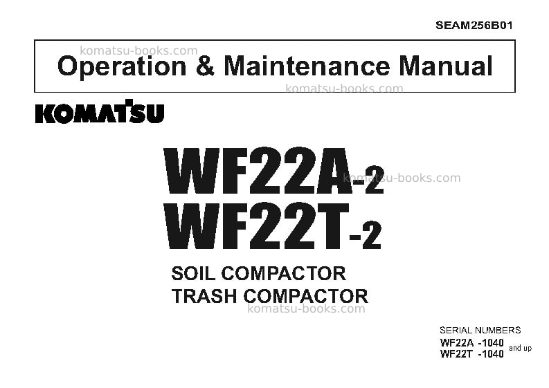 Komatsu wf22t-2jpn Operation manual cover