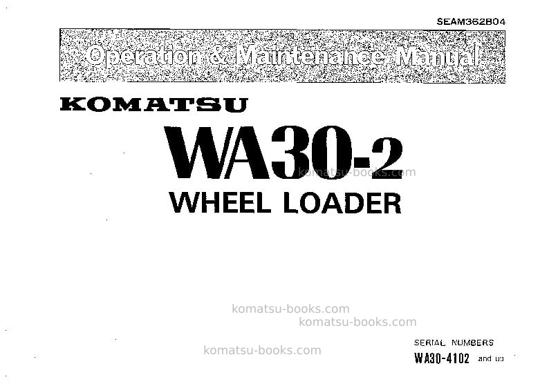 Komatsu wa30-2jpn Operation manual cover Komatsu wa30-2jpn Operation manual cover