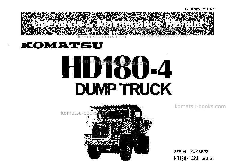 Komatsu hd180-4jpn Operation manual cover