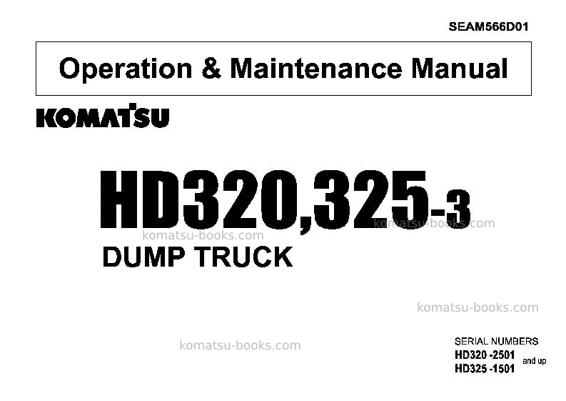Komatsu hd320-3jpn Operation manual cover Komatsu hd320-3jpn Operation manual cover
