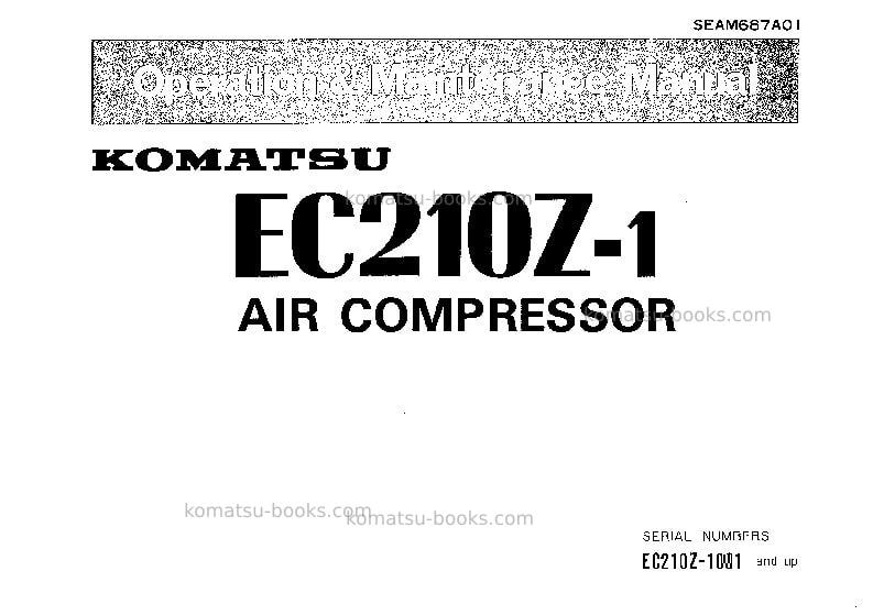 Komatsu ec210zs-1jpn Operation manual cover Komatsu ec210zs-1jpn Operation manual cover
