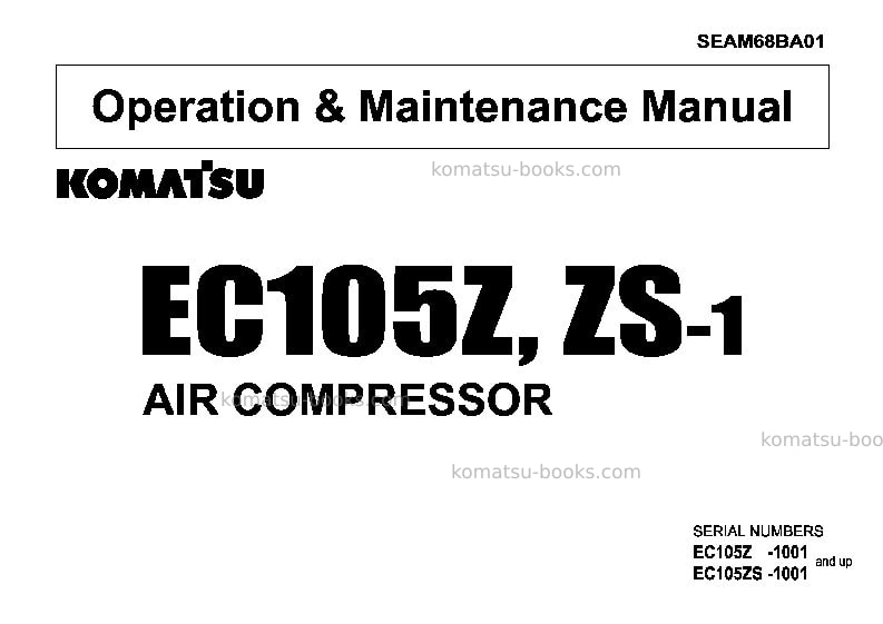 Komatsu ec105z-1jpn Operation manual cover Komatsu ec105z-1jpn Operation manual cover