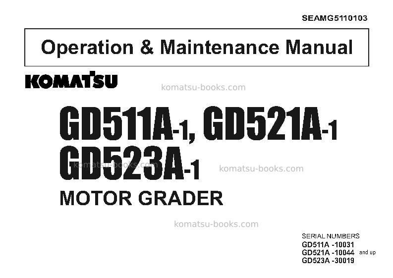 Komatsu gd511a-1jpn Operation manual cover Komatsu gd511a-1jpn Operation manual cover