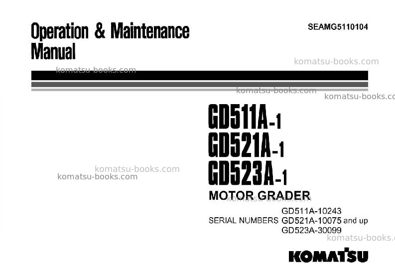 Komatsu gd511a-1jpn Operation manual cover Komatsu gd511a-1jpn Operation manual cover