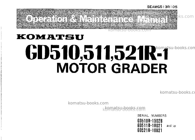 Komatsu gd521r-1jpn Operation manual cover Komatsu gd521r-1jpn Operation manual cover