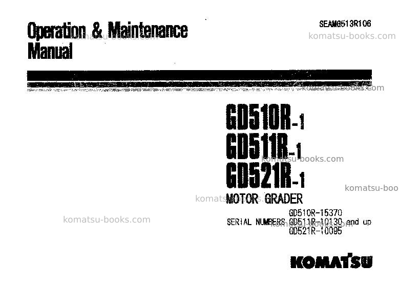 Komatsu gd511r-1jpn Operation manual cover Komatsu gd511r-1jpn Operation manual cover