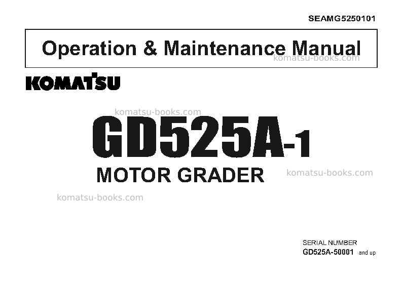 Komatsu gd525a-1jpn Operation manual cover Komatsu gd525a-1jpn Operation manual cover