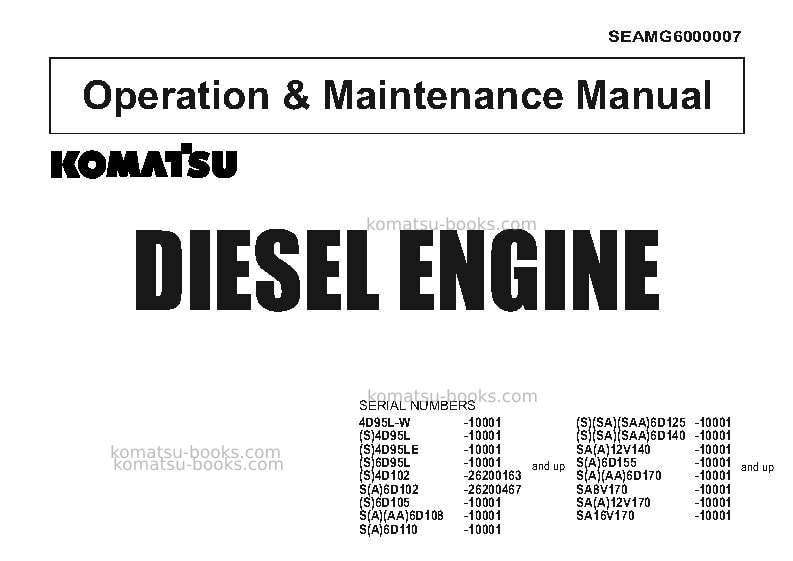 Komatsu 4d95le-1jpn Operation manual cover Komatsu 4d95le-1jpn Operation manual cover