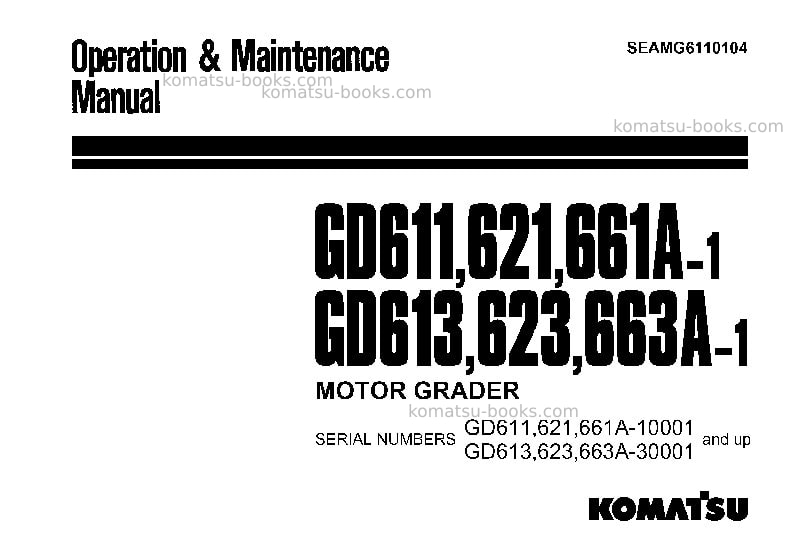 Komatsu gd621a-1jpn Operation manual cover Komatsu gd621a-1jpn Operation manual cover
