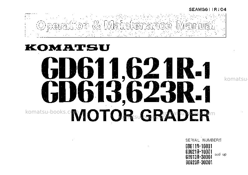 Komatsu gd613r-1jpn Operation manual cover Komatsu gd613r-1jpn Operation manual cover