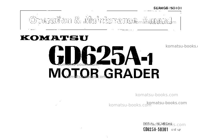Komatsu gd625a-1jpn Operation manual cover