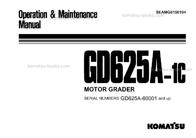 Komatsu gd625a-1jpn-c Operation manual cover Komatsu gd625a-1jpn-c Operation manual cover