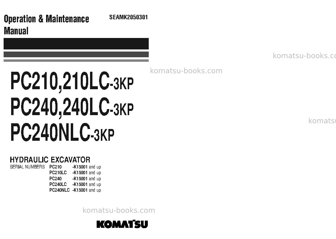 Komatsu pc240lc-3gbr-perkins Operation manual cover Komatsu pc240lc-3gbr-perkins Operation manual cover