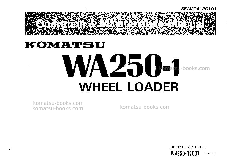 Komatsu wa250-1jpn-p Operation manual cover