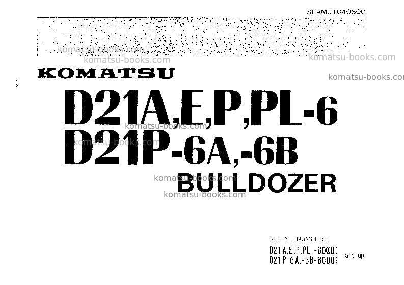 Komatsu d21s-6jpn Operation manual cover Komatsu d21s-6jpn Operation manual cover