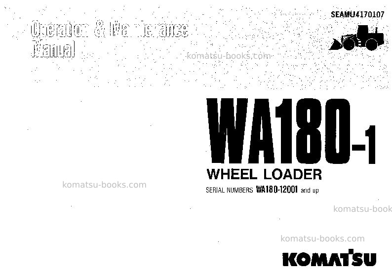 Komatsu wa180-1jpn Operation manual cover Komatsu wa180-1jpn Operation manual cover