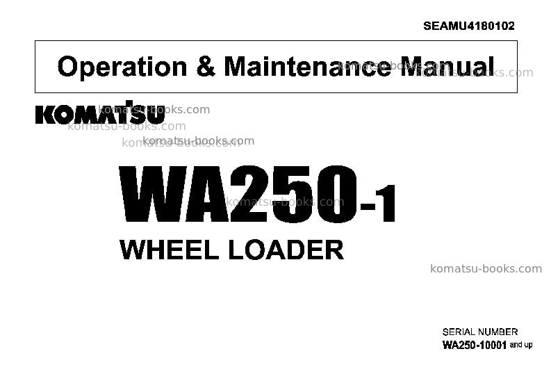 Komatsu wa250-1jpn Operation manual cover