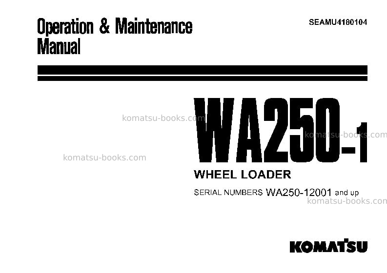 Komatsu wa250-1jpn Operation manual cover