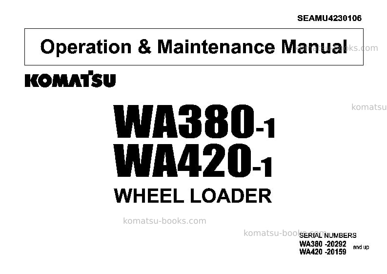 Komatsu wa380-1jpn Operation manual cover Komatsu wa380-1jpn Operation manual cover