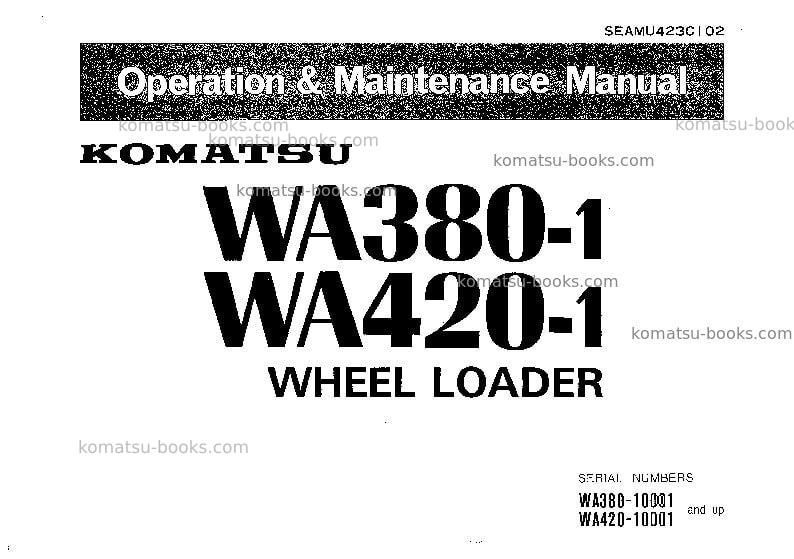 Komatsu wa420-1jpn-c spec Operation manual cover Komatsu wa420-1jpn-c spec Operation manual cover