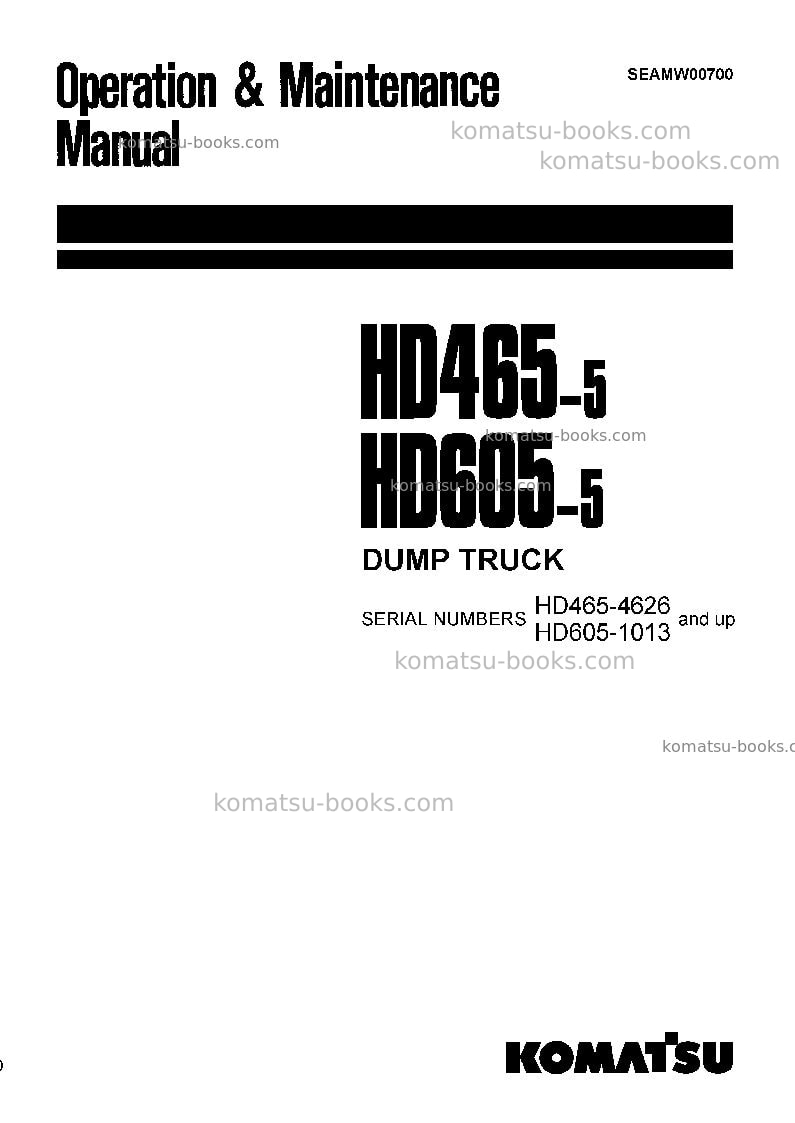 Komatsu hd465-5jpn-tm cntrl system Operation manual cover