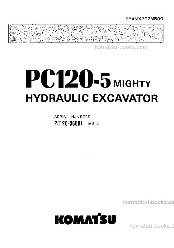 Komatsu pc120-5jpn-mighty Operation manual cover Komatsu pc120-5jpn-mighty Operation manual cover
