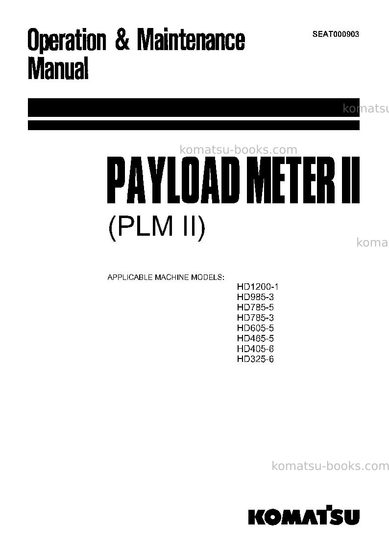 Komatsu hd465-5jpn-payload meter 2 Operation manual cover Komatsu hd465-5jpn-payload meter 2 Operation manual cover