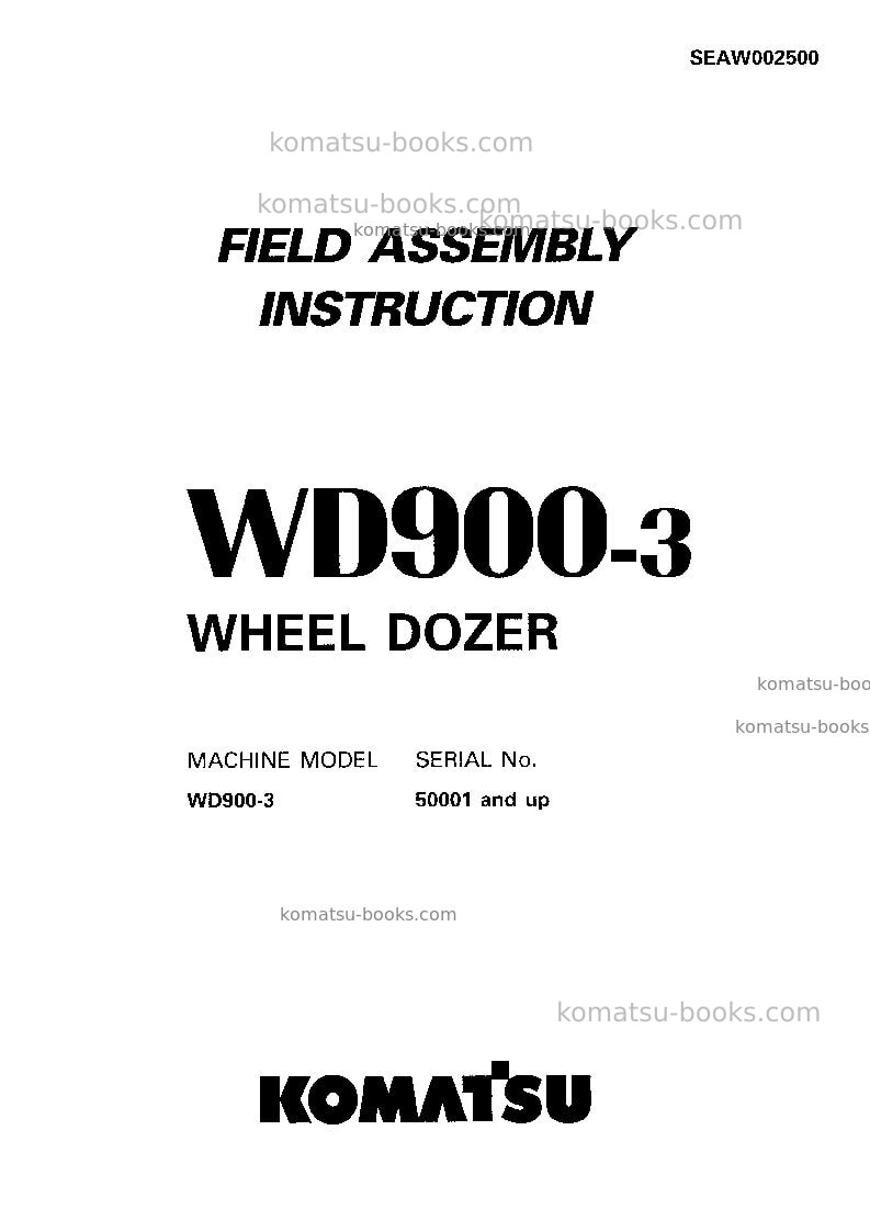 Komatsu wd900-3jpn Field assembly manual cover