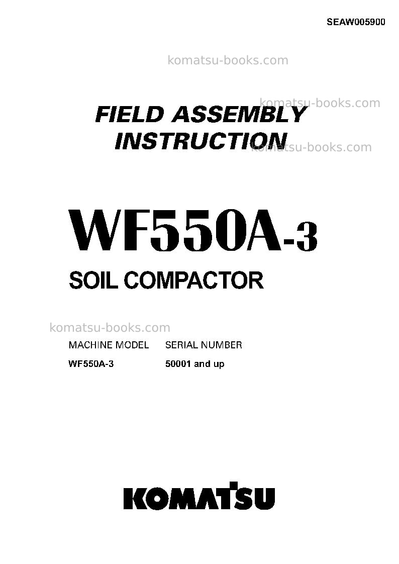 Komatsu wf550a-3jpn Field assembly manual cover Komatsu wf550a-3jpn Field assembly manual cover