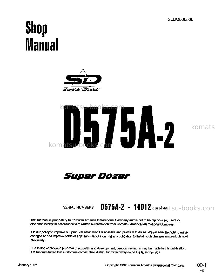 Komatsu d575a-2jpn-super dozer Repair & maintenance cover Komatsu d575a-2jpn-super dozer Repair & maintenance cover