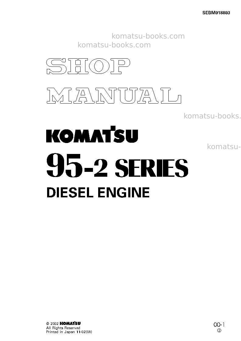 Komatsu 4d95le-2jpn Repair & maintenance cover Komatsu 4d95le-2jpn Repair & maintenance cover