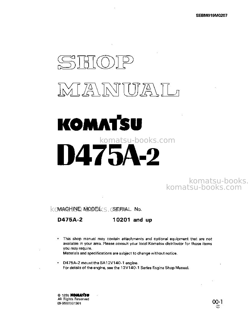 Komatsu d475a-2jpn Repair & maintenance cover Komatsu d475a-2jpn Repair & maintenance cover