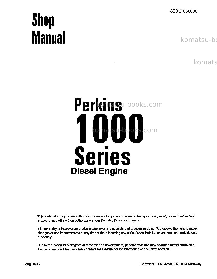 Komatsu 1006-6gbr-perkins-6t2 Repair & maintenance cover Komatsu 1006-6gbr-perkins-6t2 Repair & maintenance cover