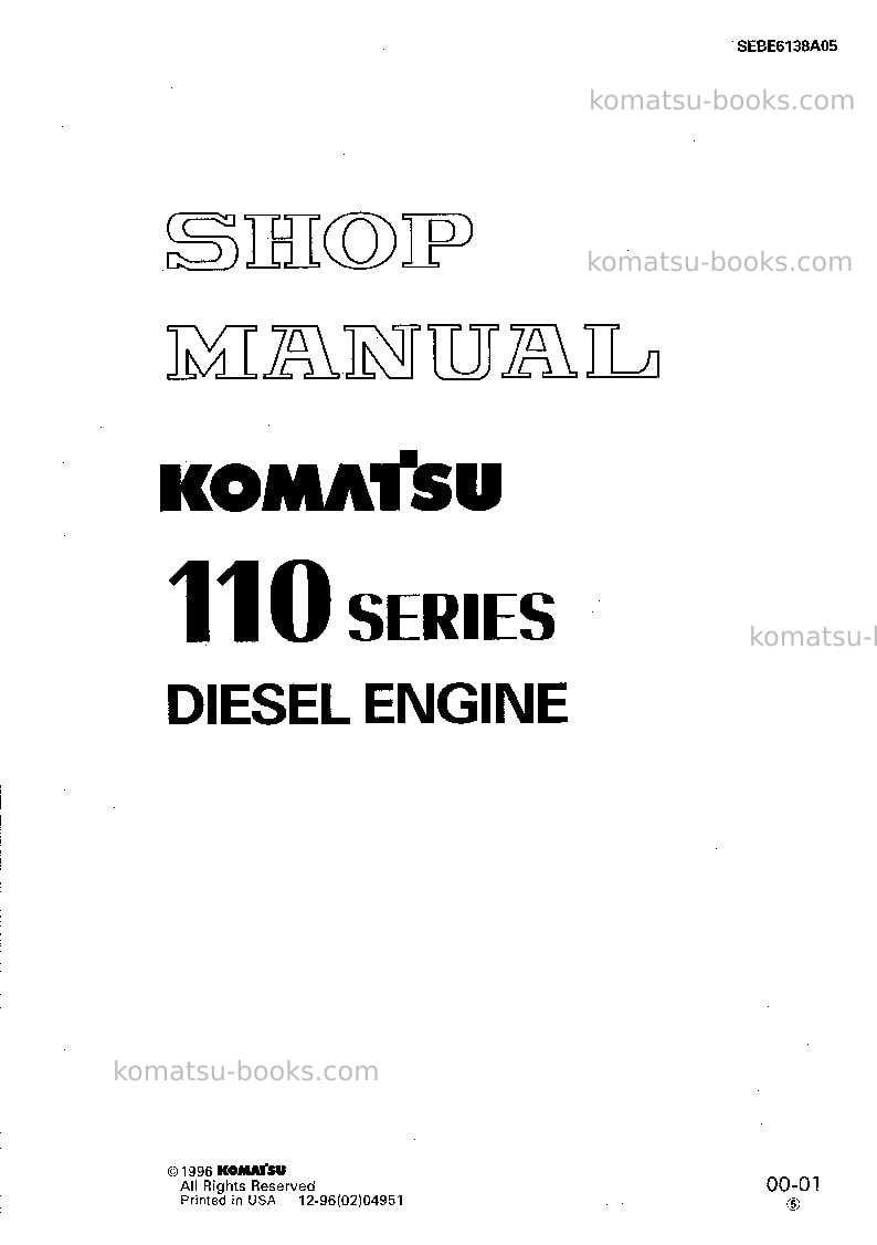 Komatsu 6d110-1jpn Repair & maintenance cover Komatsu 6d110-1jpn Repair & maintenance cover