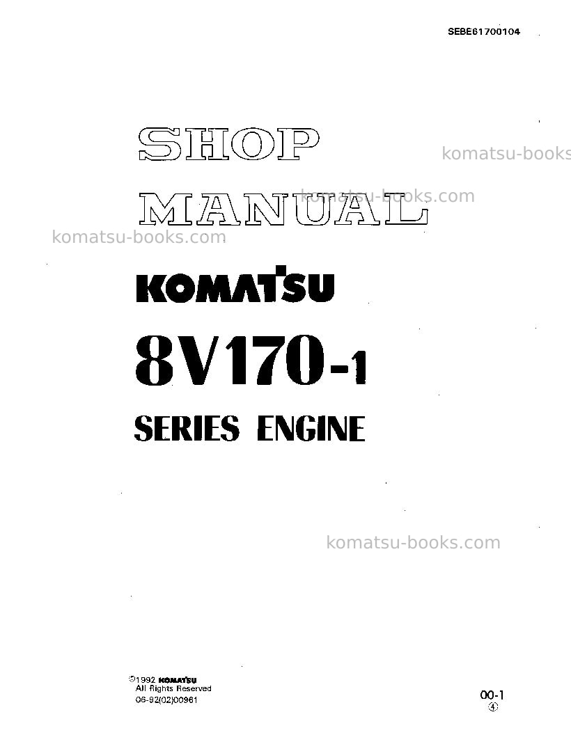 Komatsu 8v170-1jpn Repair & maintenance cover Komatsu 8v170-1jpn Repair & maintenance cover