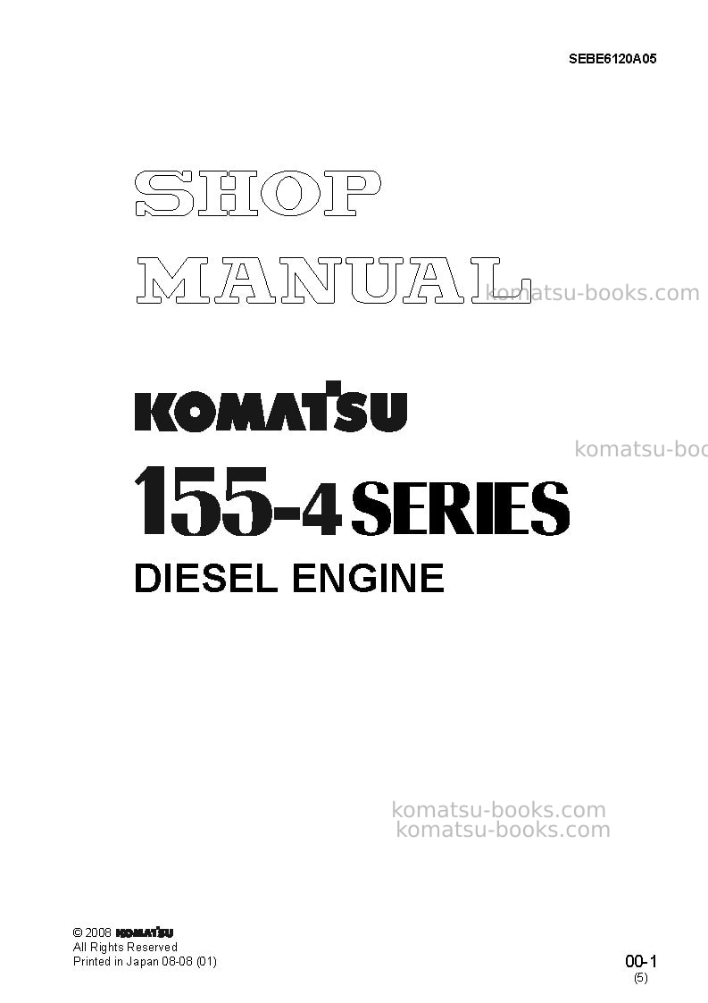 Komatsu s4d155-4jpn Repair & maintenance cover Komatsu s4d155-4jpn Repair & maintenance cover