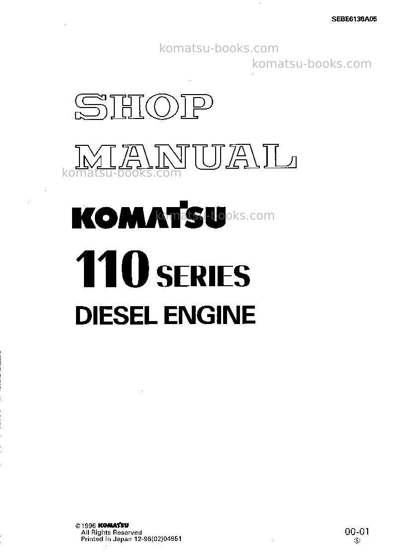 Komatsu sa6d110-1jpn-for ksp Repair & maintenance cover Komatsu sa6d110-1jpn-for ksp Repair & maintenance cover