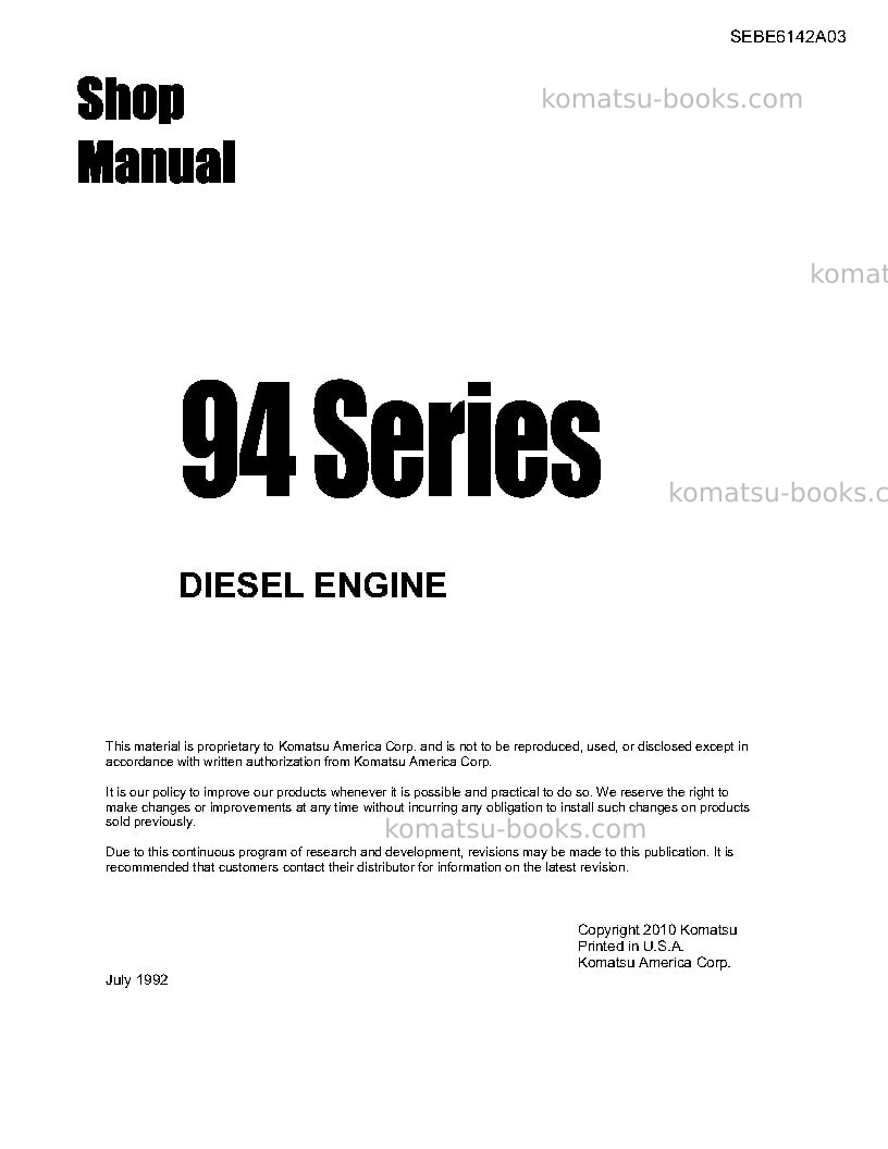 Komatsu 2d94-2jpn-eng. Repair & maintenance cover