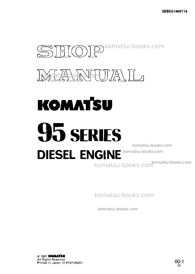 Komatsu 4d95l-w-1jpn Repair & maintenance cover Komatsu 4d95l-w-1jpn Repair & maintenance cover