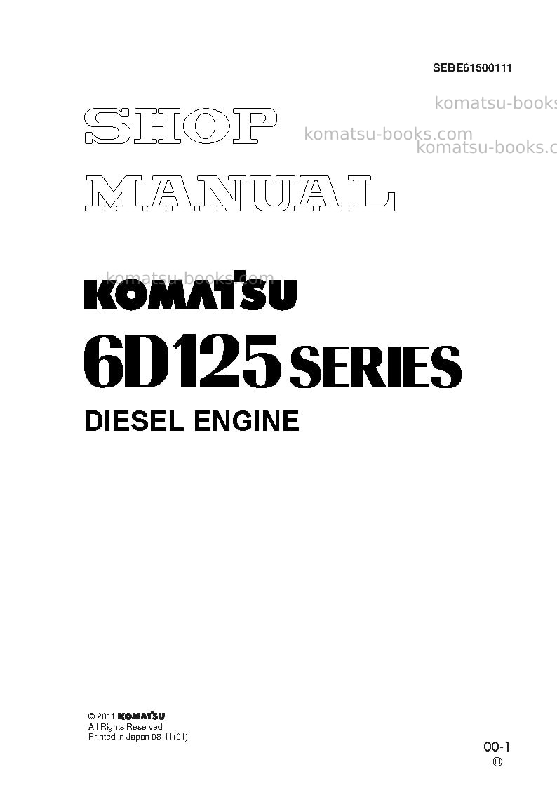 Komatsu 6d125-1jpn Repair & maintenance cover Komatsu 6d125-1jpn Repair & maintenance cover