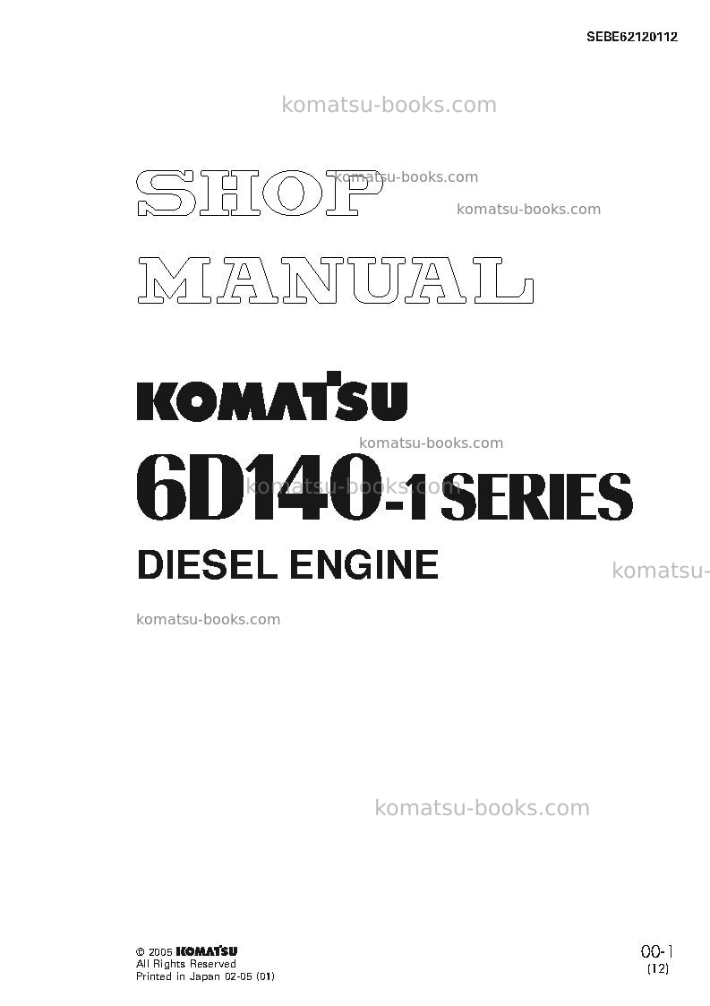 Komatsu 6d140-1jpn Repair & maintenance cover