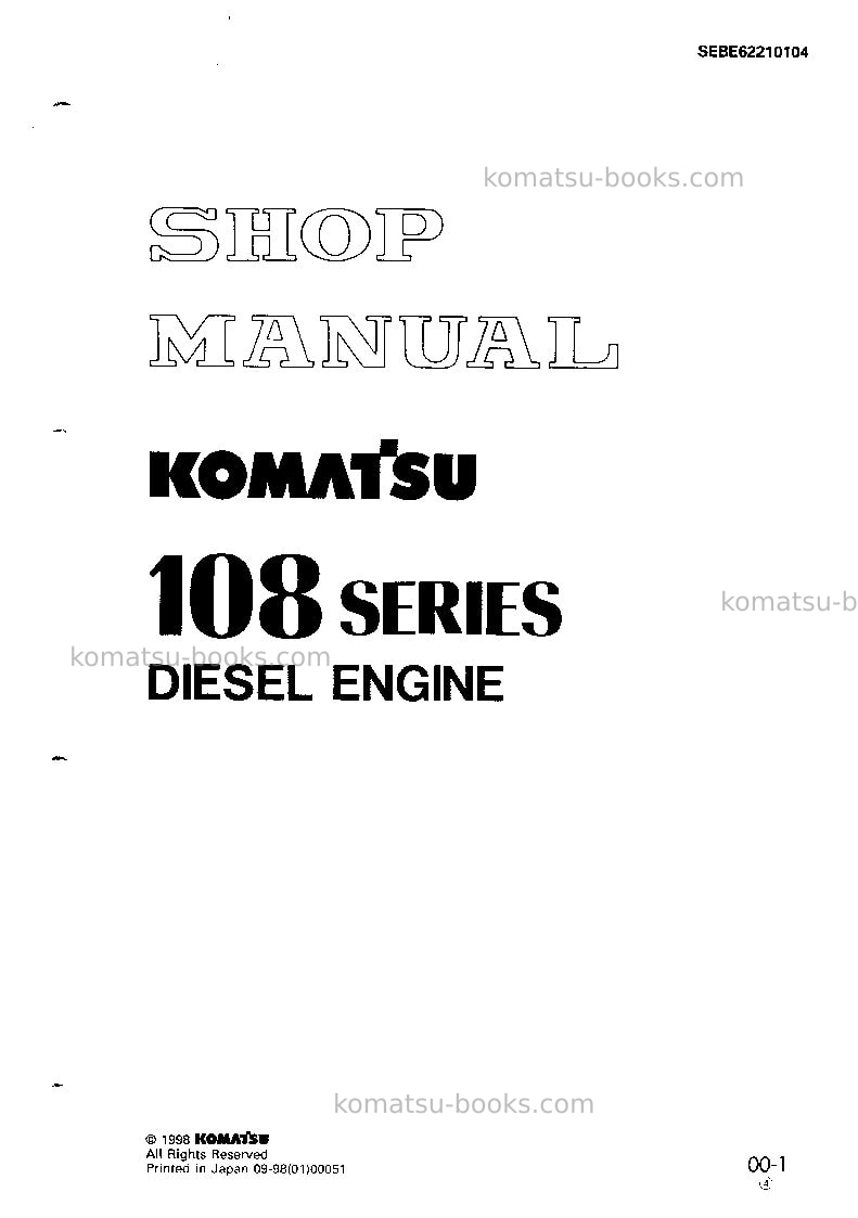 Komatsu sa6d108-1jpn-for ksp Repair & maintenance cover Komatsu sa6d108-1jpn-for ksp Repair & maintenance cover