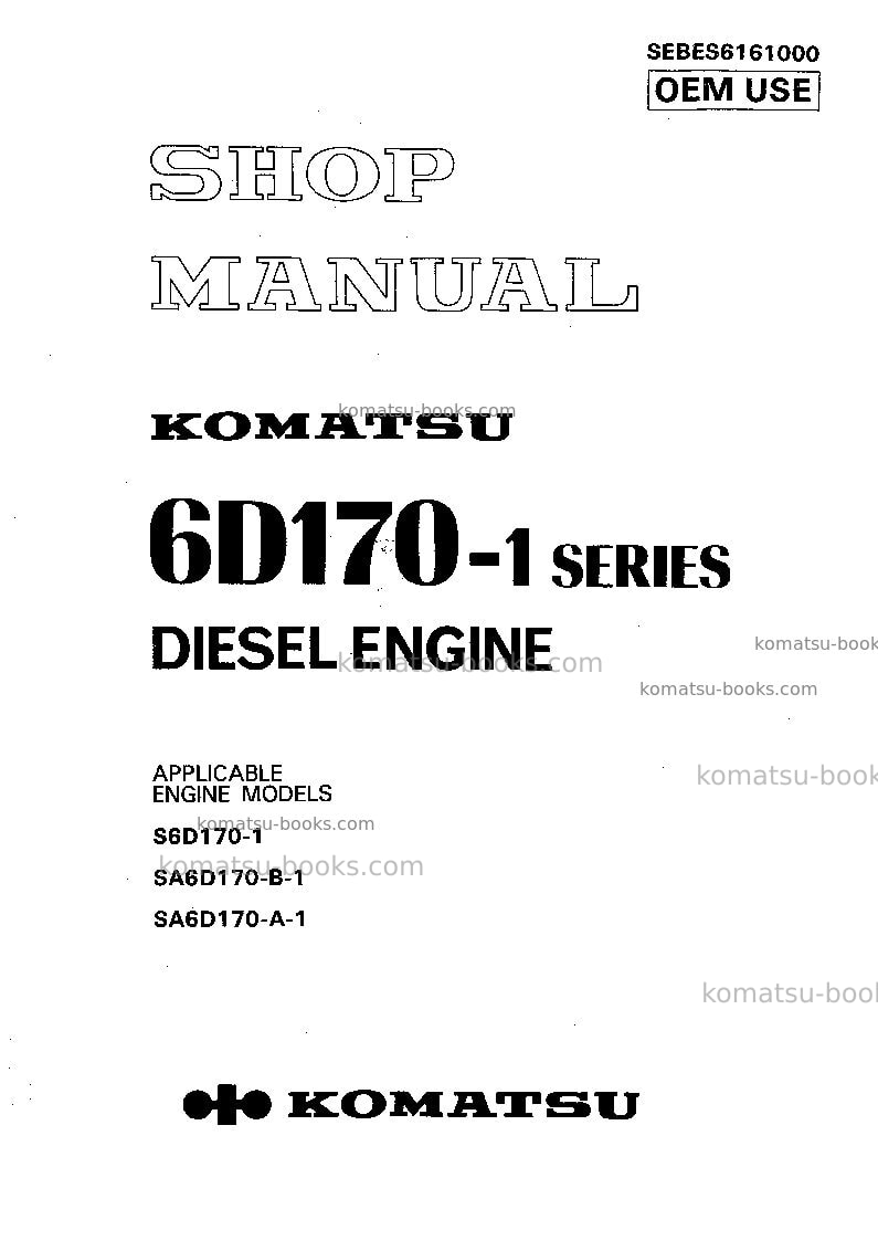 Komatsu s6d170-1jpn-for ksp Repair & maintenance cover Komatsu s6d170-1jpn-for ksp Repair & maintenance cover