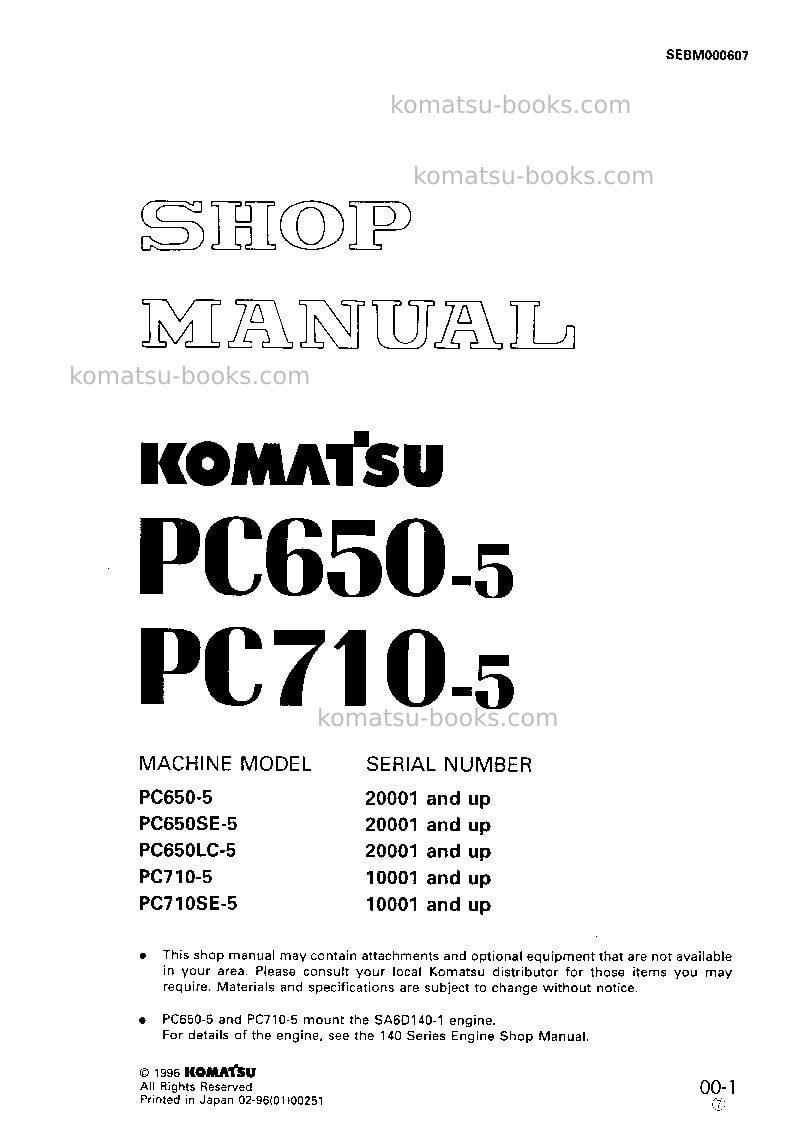 Komatsu pc650-5jpn-h Repair & maintenance cover Komatsu pc650-5jpn-h Repair & maintenance cover