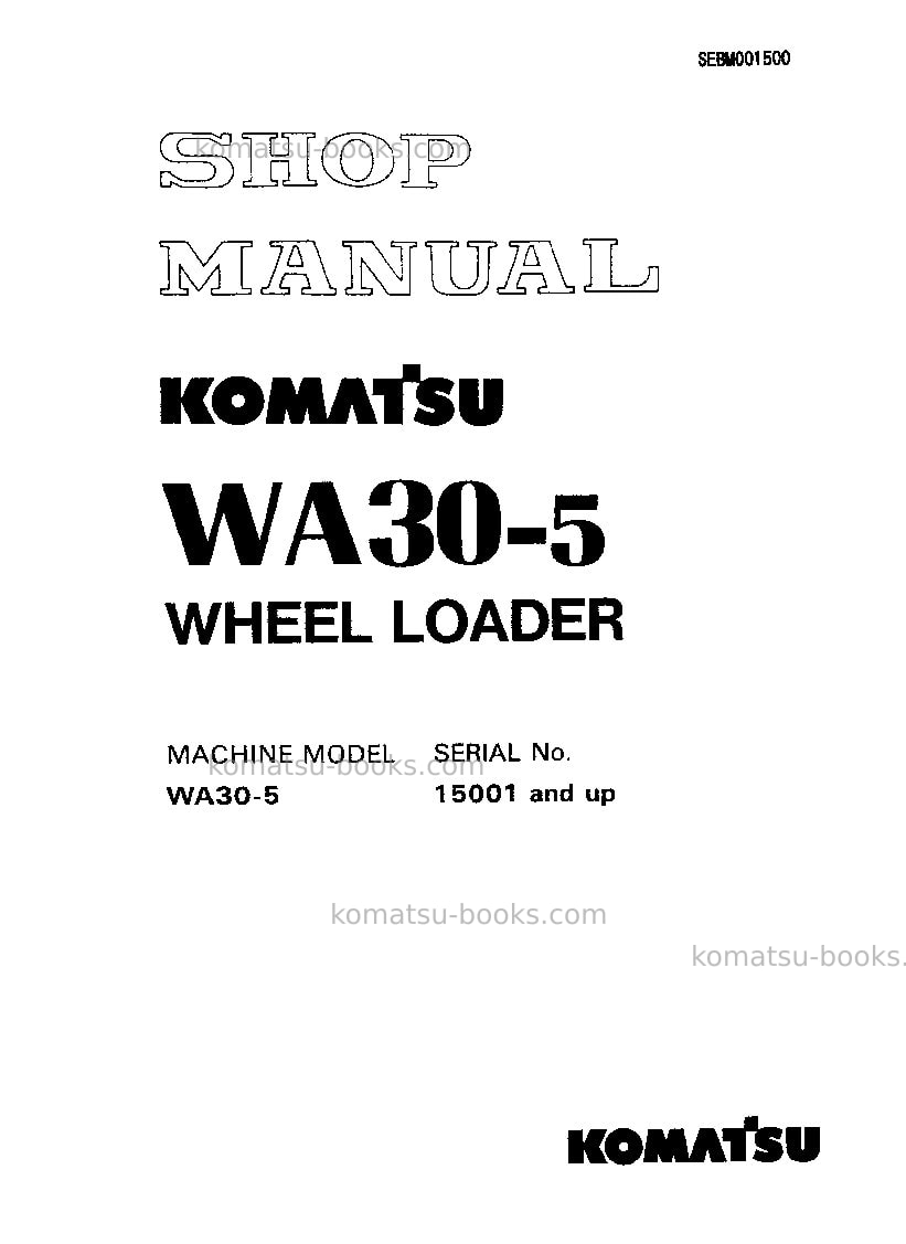 Komatsu wa30-5jpn Repair & maintenance cover Komatsu wa30-5jpn Repair & maintenance cover