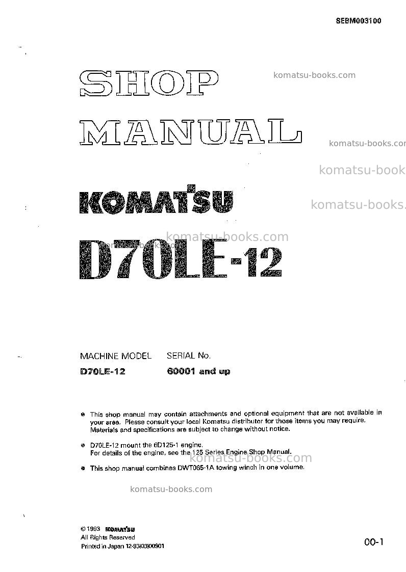 Komatsu d70le-12jpn Repair & maintenance cover