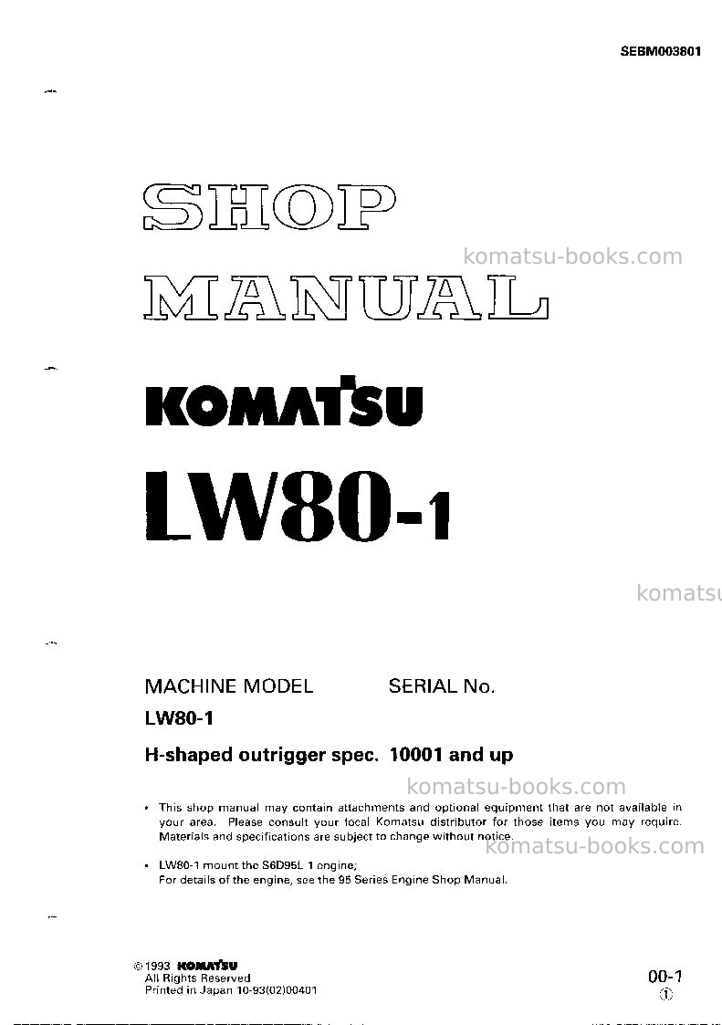 Komatsu lw80-1jpn Repair & maintenance cover Komatsu lw80-1jpn Repair & maintenance cover