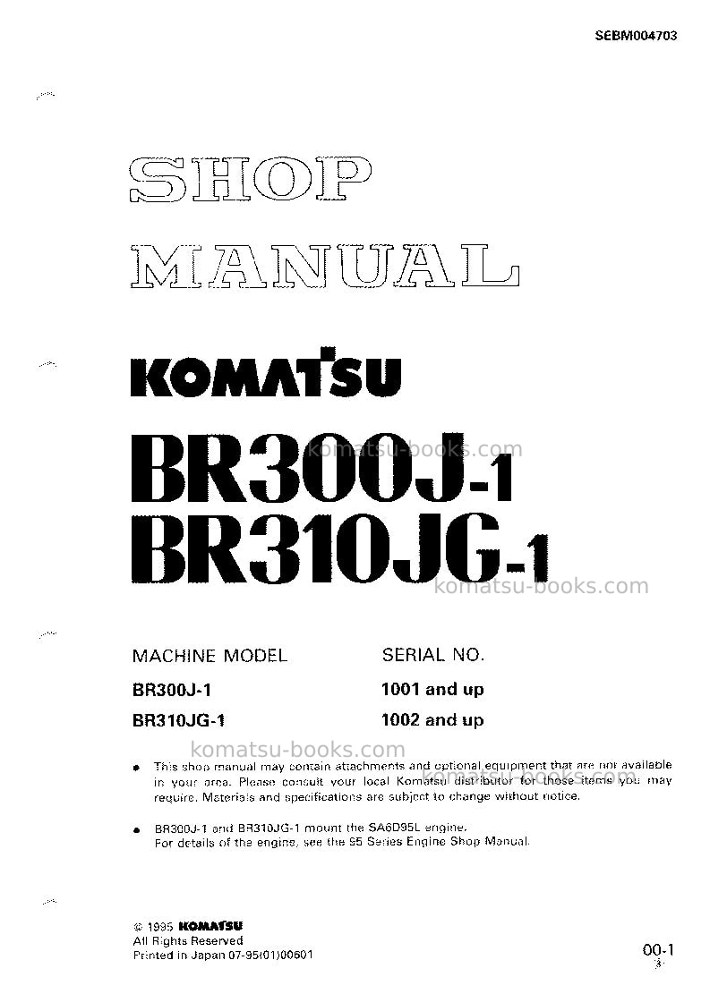 Komatsu br310jg-1jpn Repair & maintenance cover